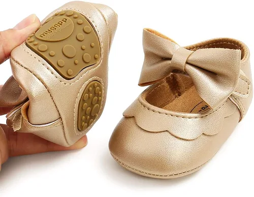 Vista 3 de LAFEGEN Zapatos planos Mary Jane para bebés y niñas con Bownot, suela suave, suela suave, piel sintética, recién nacidos, para primeros pasos
