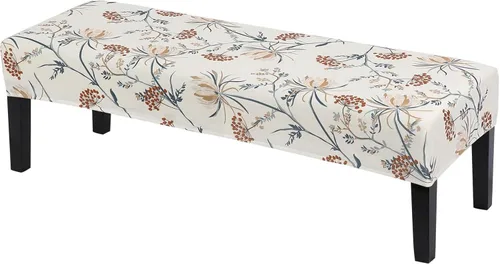 Vista 13 de SearchI Funda para banco de comedor, fundas largas elásticas y lavables para asiento de banco de banco rectangular, para comedor, sala de estar Flor