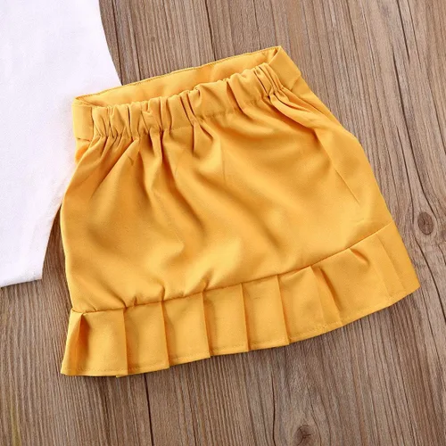 Vista 6 de Conjunto de 2 faldas para bebé niña pequeña, sin mangas, chaleco con botones y falda plisada