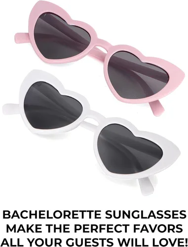 Vista 2 de Pop Fizz Designs Gafas de sol retro en forma de corazón para despedida de soltera para mujeres Rosado