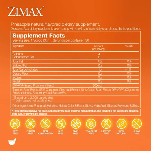 Vista 5 de ZIMAX Super ANTIOXIDANT - 100% natural - Curcumina de alta absorción, extracto de romero, extracto de semilla de uva, extracto de hoja de olivo ORAC
