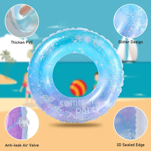 Vista 4 de Flotadores de piscina para niños, paquete de 3, anillos de natación inflables para niñas de 4 a 10 años, juguetes de tubos de piscina, flotadores