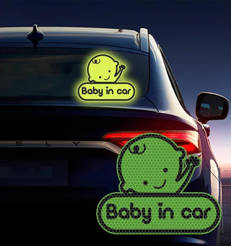 Vista 7 de 2 calcomanías de bebé en coche para automóviles, lindas calcomanías reflectantes de alta intensidad para bebé a bordo para parachoques de ventana