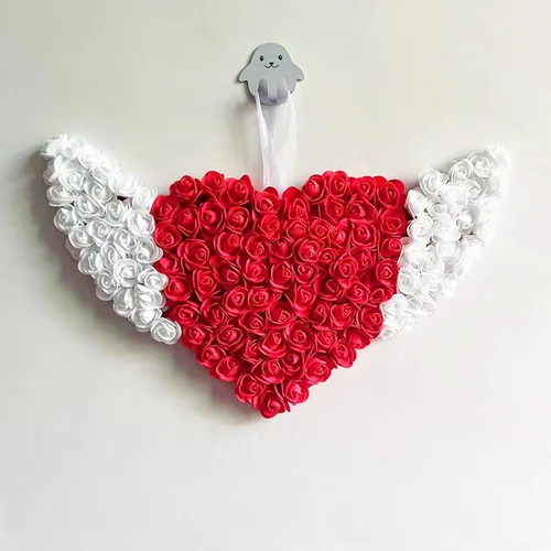 Vista 9 de BULINGNA Coronas de corazón para el día de San Valentín, simulación artificial, romántica, rosa, boda, compromiso, fiesta, adorno colgante