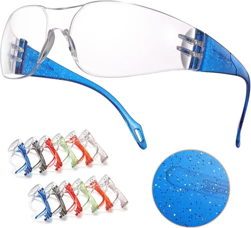 Vista 8 de Paquete de 3 Gafas de Seguridad a Granel con Lentes Cristalinas Transparentes Unisex Antirayones Gafas Protectoras Resistentes a Impactos
