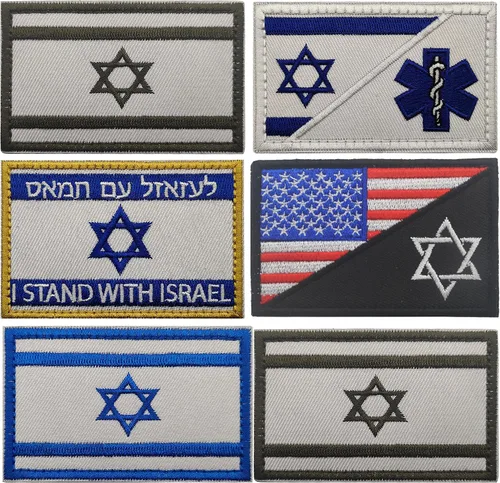 Vista 8 de Parches bordados de la bandera de Estados Unidos e Israel – Israel Jewish Star of David Flags Tactical Militar Moral Emblema Brazalete Insignias