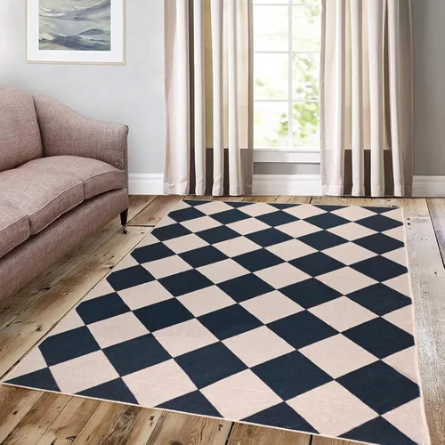 Vista 38 de Alfombra a cuadros de 2 x 3 pies, alfombra negra y blanca moderna para entrada interior, alfombra pequeña lavable a cuadros para baño, alfombra