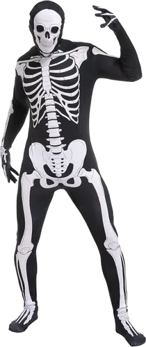 Vista 3 de Spooktacular Creations Body de esqueleto para Halloween y hombre, disfraz con capucha para fiestas temáticas de adultos, Halloween