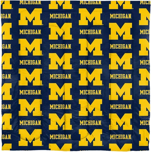 Vista 2 de Northwest NCAA Michigan Wolverines - Juego de cama unisex para adultos, tamaño Queen, rotativo