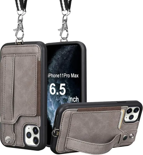 Vista 17 de TOOVREN Funda tipo cartera para mujeres y hombres con tarjetero de cuero (gris, funda para iPhone XR de 6.1 pulgadas)