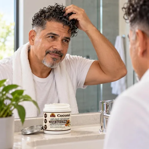 Vista 8 de Okay Batido desenredante de coco antiencrespamiento para el cabello, 17 onzas, blanco, 17 onzas