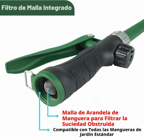 Vista 5 de Varita de riego resistente de 21 pulgadas con cabezal giratorio, varita rociadora de agua ajustable con mango ergonómico, rocía 6 patrones de riego