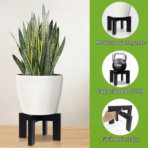 Vista 4 de hismocal Soporte de Madera para Plantas Interior/Exterior, Soporte Grande para Plantas, Soporte para Macetas Robusto y Estable, Se Adapta a
