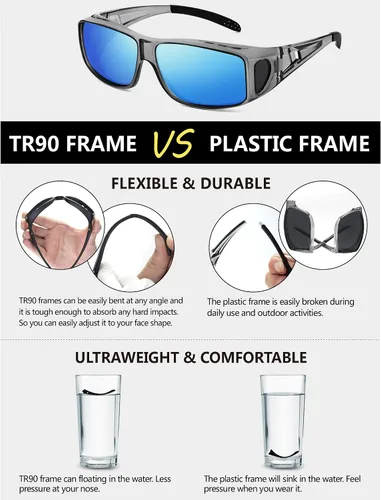 Vista 70 de Night Vision Driving Glasses for Men & Women - Polarized Anti Glare Fit Overs with Wrap-Around HD Yellow Lens
