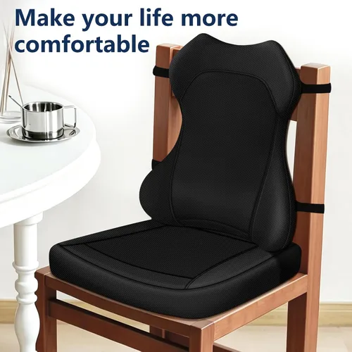 Vista 7 de Cojín de asiento, almohada de apoyo lumbar para silla de oficina, almohada ergonómica de espuma viscoelástica para respaldo, cojín de espuma de alta