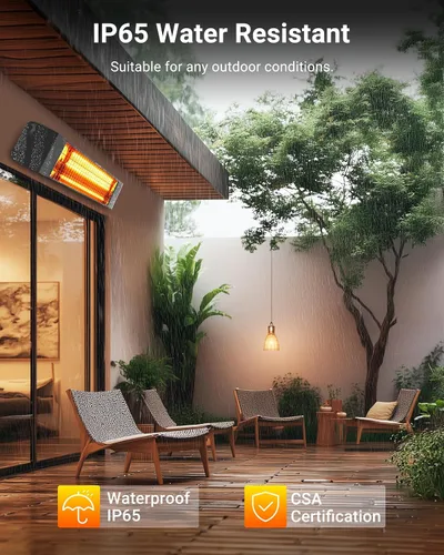 Vista 8 de Pasapair - Calentador eléctrico de patio - Calentador inteligente infrarrojo para interiores con temporizador de 24H y control por APP - Calentador