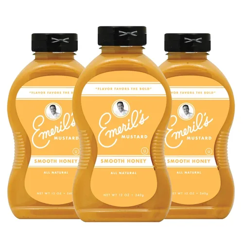 Vista 3 de Emeril Lagasse Mostaza gourmet – Dijon, jalapeño y dulce picante – 12 oz de salsa de mostaza natural prémium (individual/paquete de 1, Dijon)