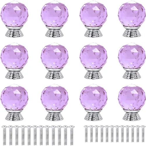 Vista 13 de 12 pomos de cristal de forma redonda de 1.18 pulgadas con tornillos, perilla de cajón para tirar, utilizada para cocina, tocador, puerta, armario
