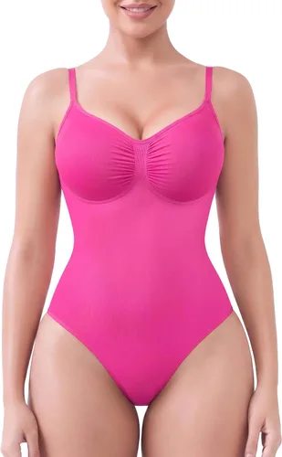 Vista 12 de SHAPERX Body de tanga con control de abdomen para mujer, sin costuras, cintura Tanga beige.
