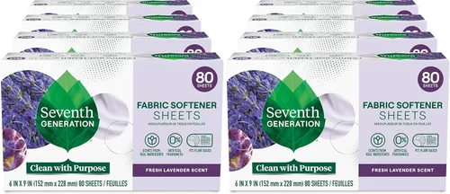 Vista 8 de Seventh Generation Hojas de secado sin suavizante de tela transparente y sin fragancia, 80 hojas (paquete de 4)