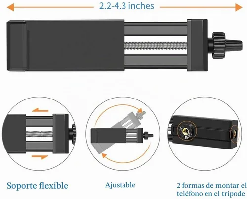 Vista 6 de Trípode para teléfono celular de 27 pulgadas a 80 pulgadas, soporte de video ajustable para iPhone y cámara, grabación de video