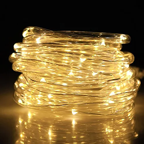 Vista 2 de Tira de luces solares de lichi para exteriores, 16.5 pies, 50 LED, impermeable, con cuerda de luces para exteriores, ideal para decoración