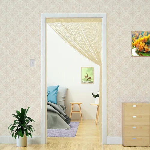 Vista 8 de YaoYue Cortina de hilos para umbral, cortinas de puerta, divisor de ambientes con flecos estilo boho hippie para colgar en patio, dormitorio