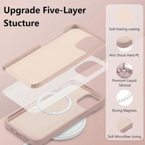 Vista 303 de Funda magnética de silicona para iPhone 13 Pro, color blanco antiguo [Compatible con Magsafe] [Forro de microfibra suave antiarañazos], funda