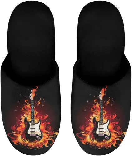 Vista 5 de Guitar Music - Pantuflas antideslizantes para hombre, cómodas, para invierno, cálidas, para casa