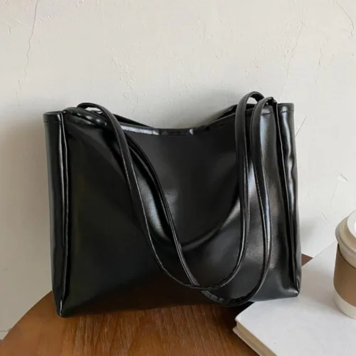 Vista 6 de Bolsos de gran capacidad PU Durable Hombro Mujeres Negro