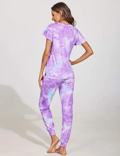 Vista 6 de Ekouaer Conjuntos de pijama de manga corta para mujer con pantalones largos