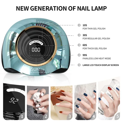 Vista 5 de Luz UV para Uñas 288W Lámpara de Uñas con 63 cuentas LED para esmalte de gel con pantalla LCD, sensor automático y 4 ajustes de temporizador