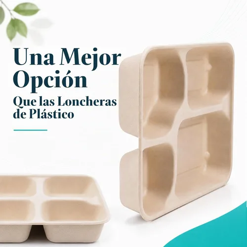 Vista 4 de Kaderron Contenedores de alimentos para llevar de 11 x 8.7 pulgadas con tapas, 4 compartimentos, paquete de 25 cajas desechables para llevar a