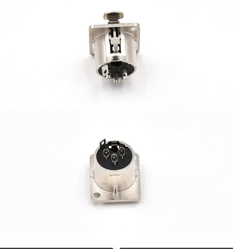 Vista 3 de XLR hembra Jack 3 pines montaje en panel, conector XLR hembra de audio altavoz micrófono conector 4 piezas, carcasa de metal plateado