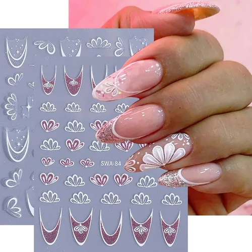 Vista 52 de 5 hojas de calcomanías de arte de uñas de mariposa, 3D coloridas mariposas, suministros de arte de uñas, mariposas, flores, calcomanías Con
