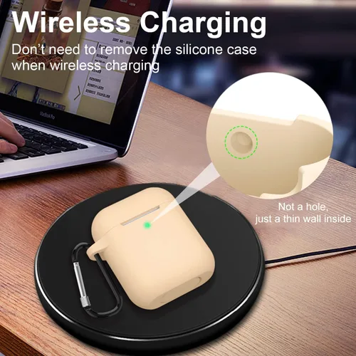 Vista 5 de Estuche de silicona para AirPods, estuche protector compatible con Airpods Serie 2 y 1 (no para estuche de carga inalámbrica)
