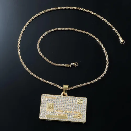 Vista 3 de LUREME Iureme Hip Hop Collar con colgante de tarjeta de visa de crédito, collar de cadena de 24 pulgadas, joyería para hombres y mujeres, regalos