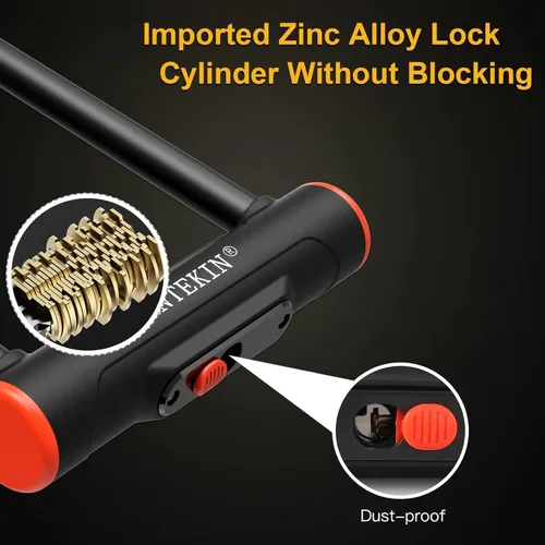Vista 3 de Bike U Lock Heavy Duty Bike Lock Bicycle Lock, 16mm U Lock and 3ft / 5ft / 6ft Length Security Cable with Sturdy Mounting Bracket for Bicycle