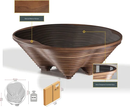 Vista 7 de by Papella Design, Mesas de centro de nogal natural Veener para sala de estar, mesa rústica, mesa de centro para sala, mesa central, mesa