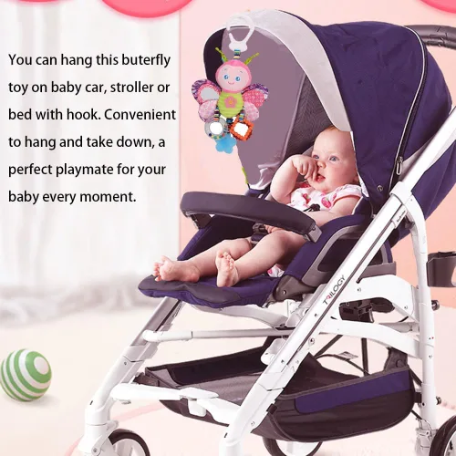 Vista 7 de D-KINGCHY Juguetes para bebé, asiento de automóvil, cochecito de juguete, juguete colgante de peluche, juguete de sonajero colgante, juguete
