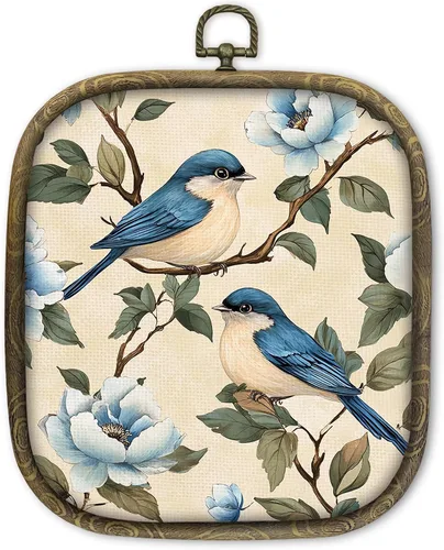 Vista 18 de KSDUT Arte de Pared con Pájaros - Chinoiserie Neutral Arte de Pared Moderno de Mediados de Siglo Marco de Lienzo Colgante Impresiones, Paisaje