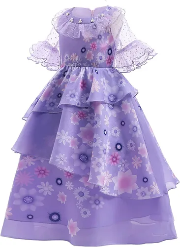 Vista 2 de Drofe Mirabel - Disfraz de princesa, vestidos de Halloween para niñas (47.2 pulgadas, púrpura 1)