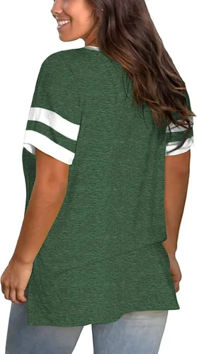 Vista 2 de VISLILY Camisetas de verano de manga corta con cuello en V para mujer, tallas grandes