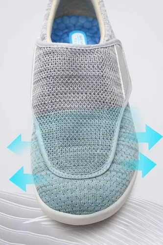 Vista 4 de Zapatos para diabéticos para mujer, zapatos casuales ajustables para caminar, zapatos anchos para ancianos, pies hinchados, antideslizantes, cojín