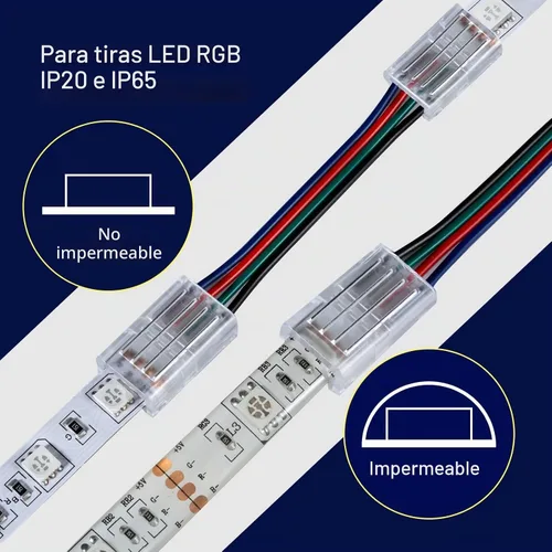 Vista 3 de 20 conectores de tira LED – Conectores de luz LED, conectores LED de 4 pines de 0.394 in para tiras de luces, conectores de tira de luz LED