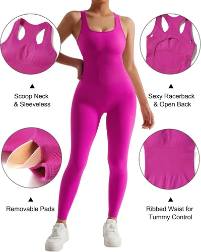 Vista 5 de MOSHENGQI Enterizo de una pieza para mujer, espalda cruzada, sin mangas, espalda descubierta, con control de abdomen