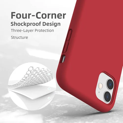 Vista 5 de Funda de silicona líquida compatible con iPhone 11, color rojo [Protección contra caídas] [Resistente a los arañazos, a prueba de golpes]