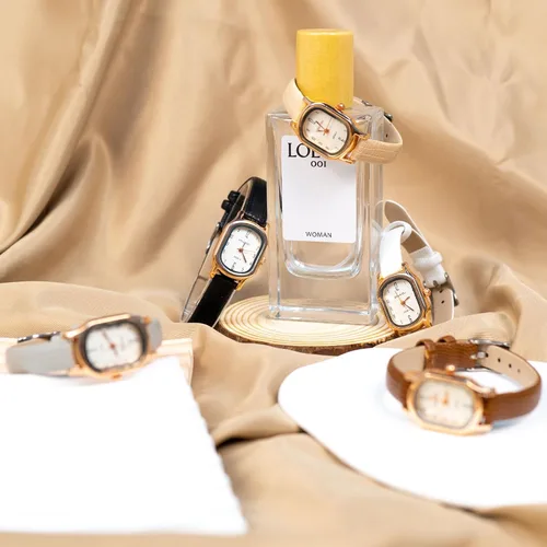 Vista 7 de Luxury Women's Analog Leather Strap Watch with Rose Gold-Tone Hands Square Watch & Round Watch