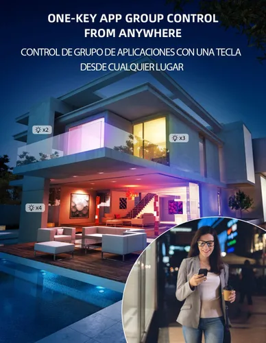 Vista 5 de Bombillas LED inteligentes WiFi, compatibles con Alexa y Google Home Assistant, sincronización de música, bombilla cambiante multicolor, A19 E26 10W