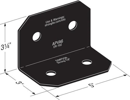 Vista 2 de Simpson Strong-Tie Acentos para exteriores APVA6 - con sujetadores necesarios